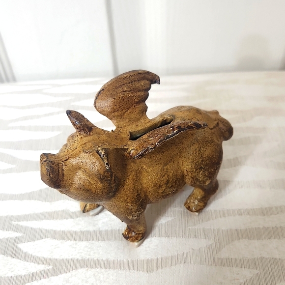 Cast Iron, Piggy Bank Weight, Brown, Bronze, Paper weight. - Picture 2 of 13
